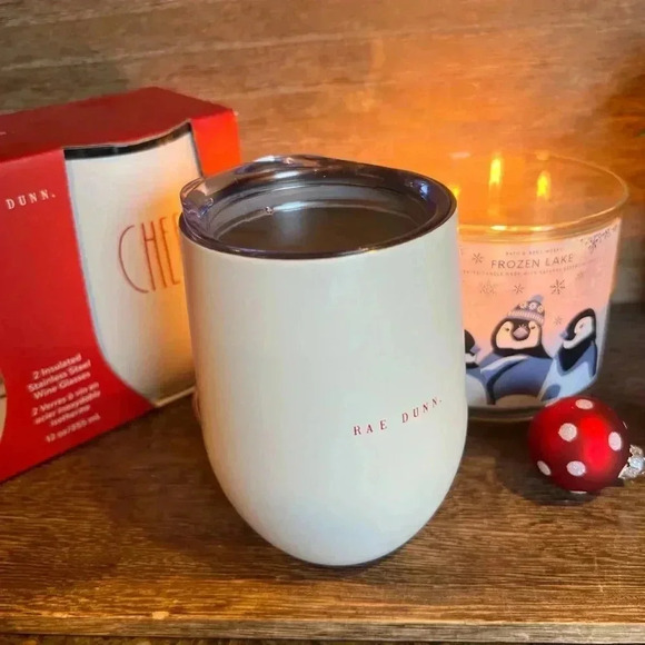 NEW 2 (Two) Rae Dunn - Insulated Stainless Steel Stemless Wine Glasses - CHEERS - Picture 13 of 15